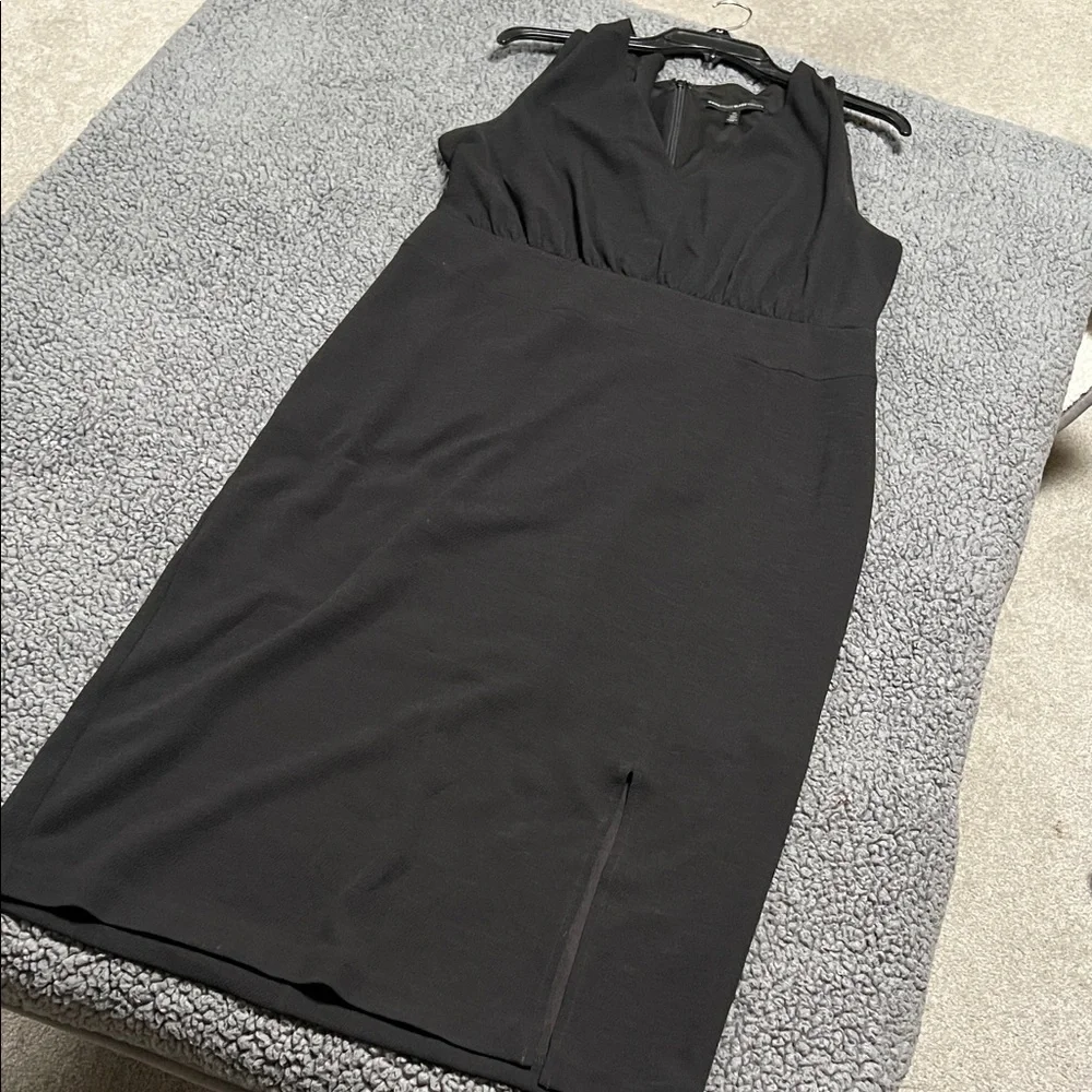 WHBM Classic Black Sleeveless V-Neck Sheath Dress 14